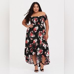Torrid Maxi Challis Off-Shoulder Dress